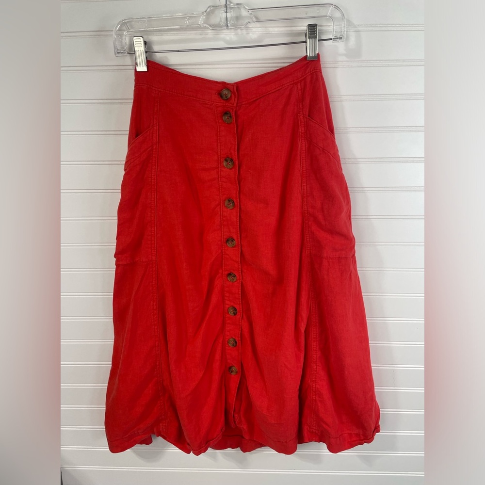 Maeve Red Button-Front A-Line Skirt